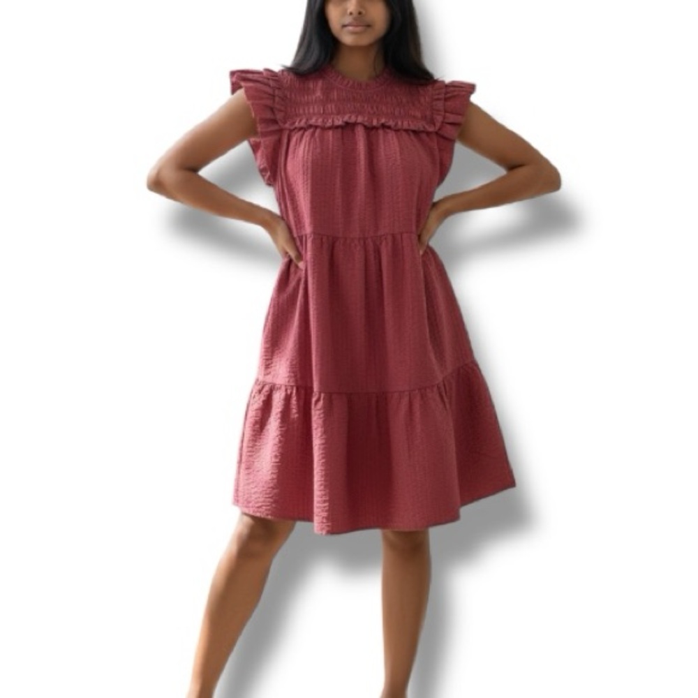 Sea New York Sevyn Seersucker Smocked Neck Dress NWT Size 14Y in Rose